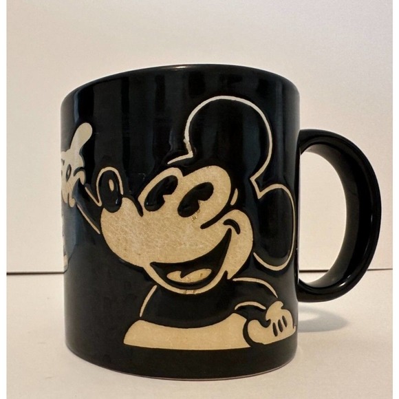 DISNEY Mickey Mouse Coffee Cup/Mug Black White Cartoon Character *VINTAGE - Picture 1 of 10